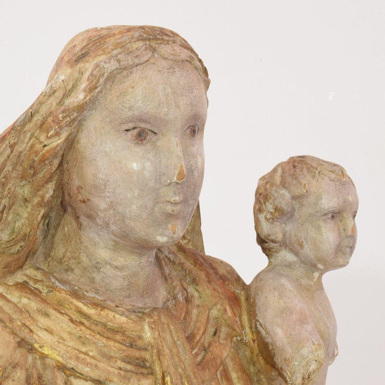 18th Century Italian Baroque Carved Wooden Madonna with Child at 1stDibs