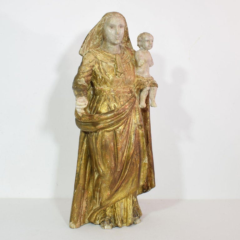 18th Century Italian Baroque Carved Wooden Madonna with Child at 1stDibs