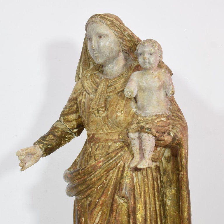 18th Century Italian Baroque Carved Wooden Madonna with Child at 1stDibs