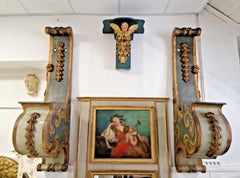 Mensole da console barocche italiane del XVIII secolo, legno dorato, coppia