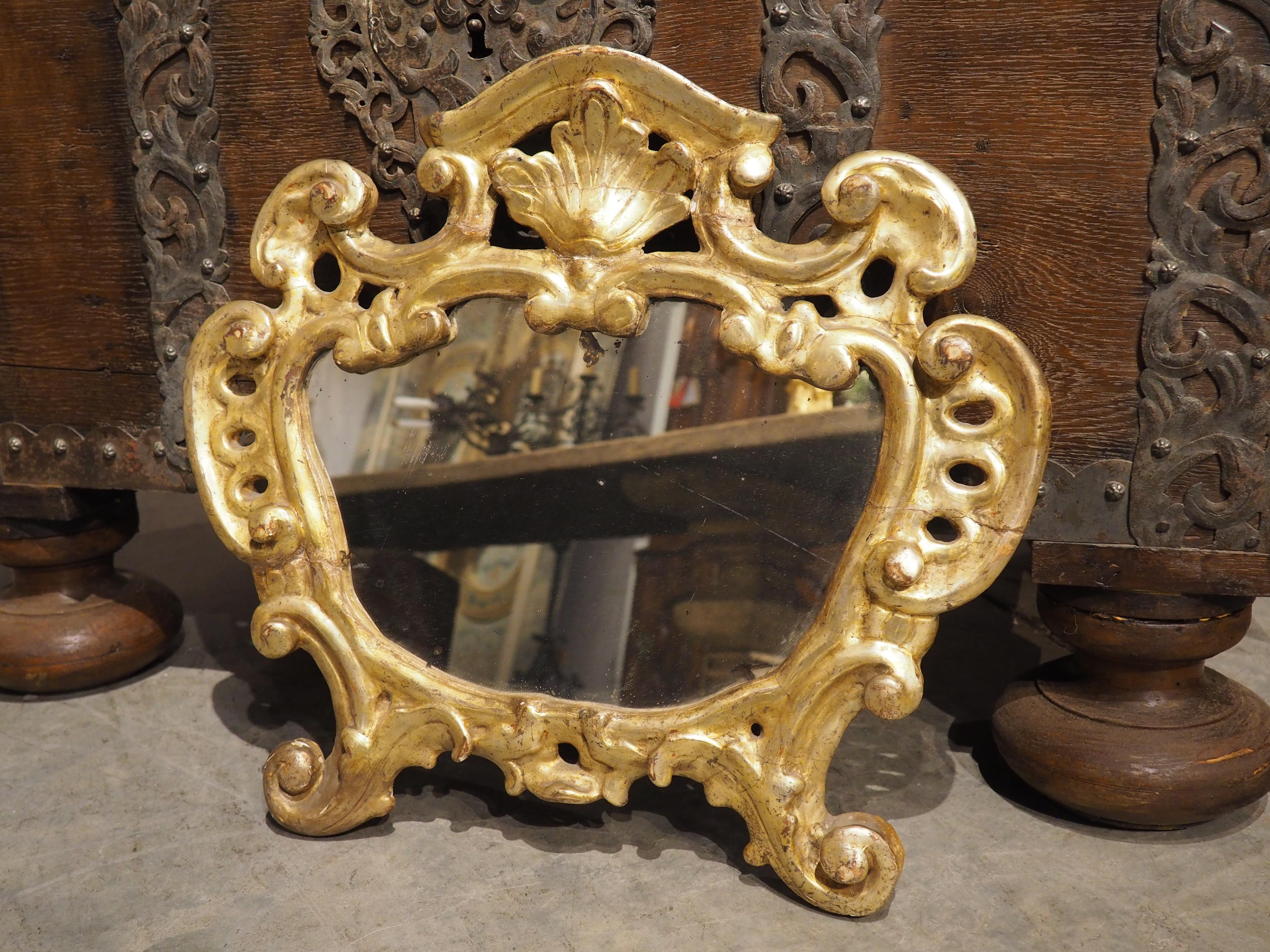 18th Century Italian Baroque Giltwood Cartouche Mirror, C. 1750 For Sale 4