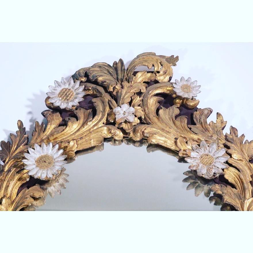 18th Century Italian Baroque Giltwood Mirror In Good Condition For Sale In Essex, MA
