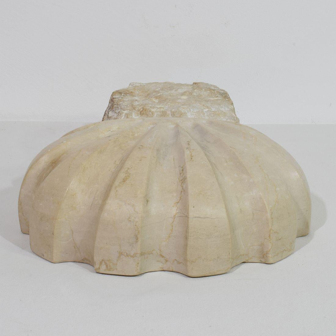 18th Century Italian Baroque Hand-carved Limestone Holy Water Font or Stoup For Sale 10