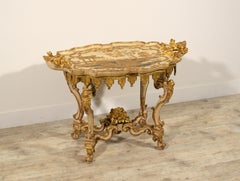 18th century, Italian Baroque Lacquered and Gilt Center Tray Table