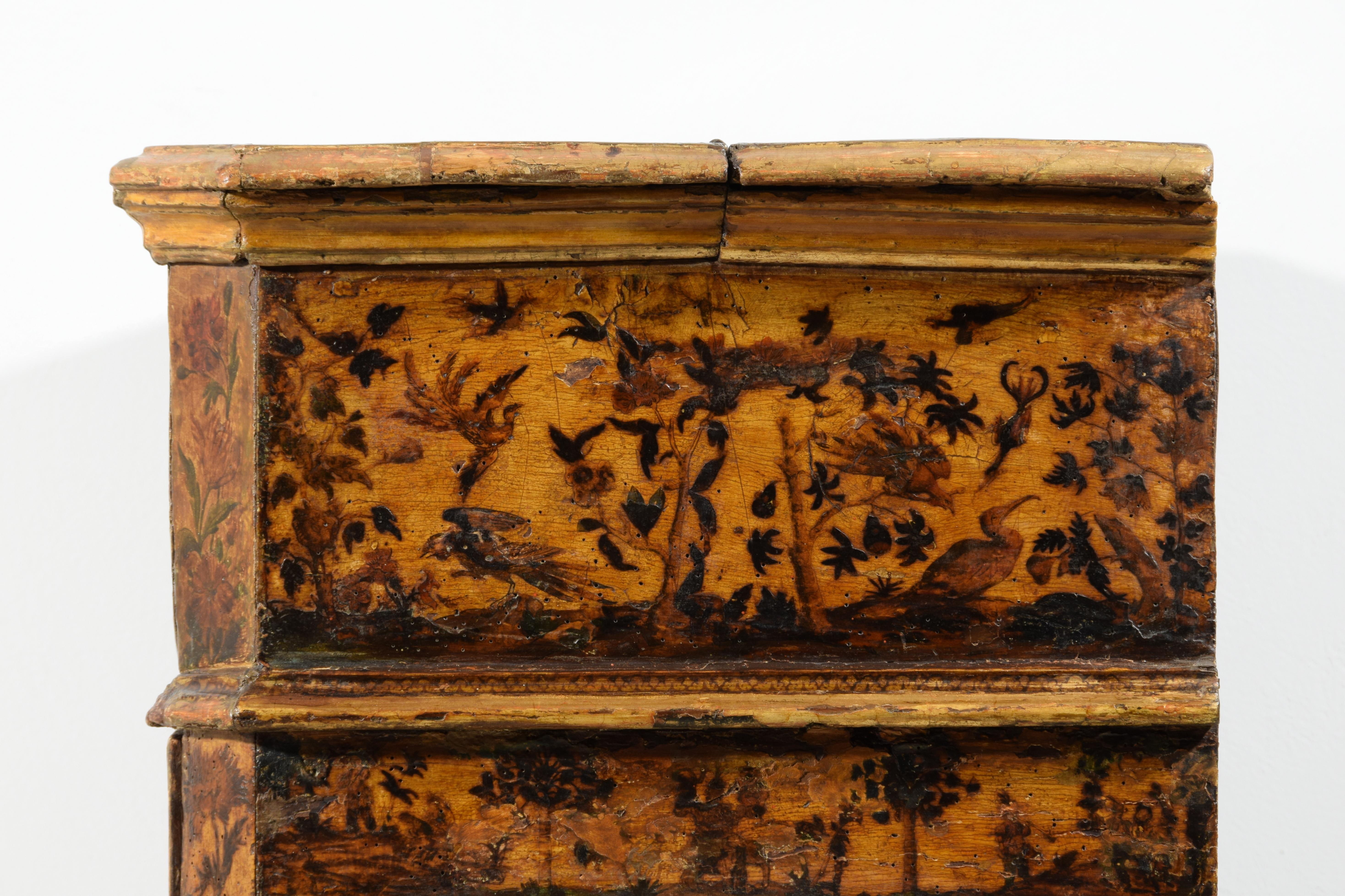 18th Century, Italian Baroque Lacquered Wood Chest of Drawers 13