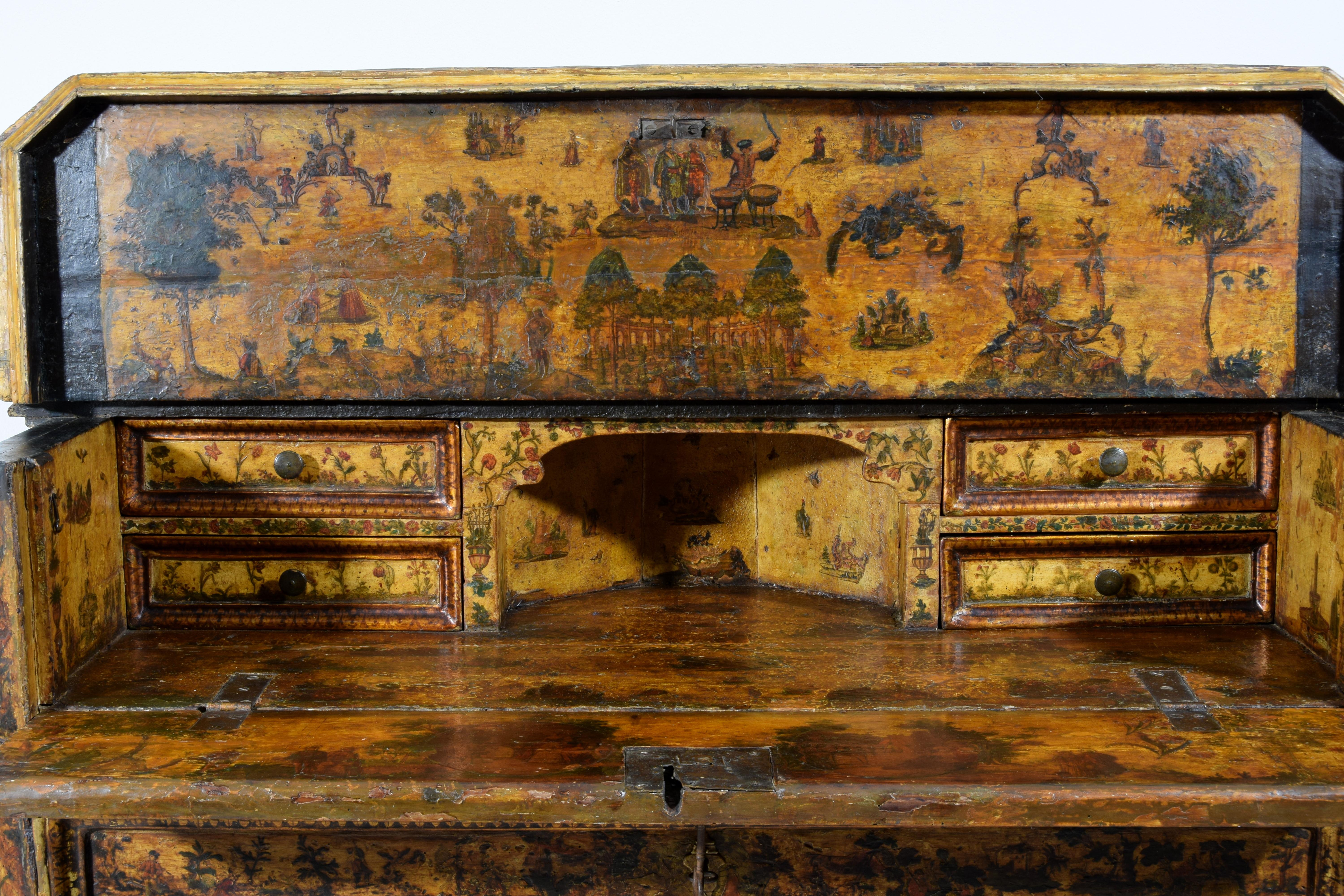 18th Century, Italian Baroque Lacquered Wood Chest of Drawers 14