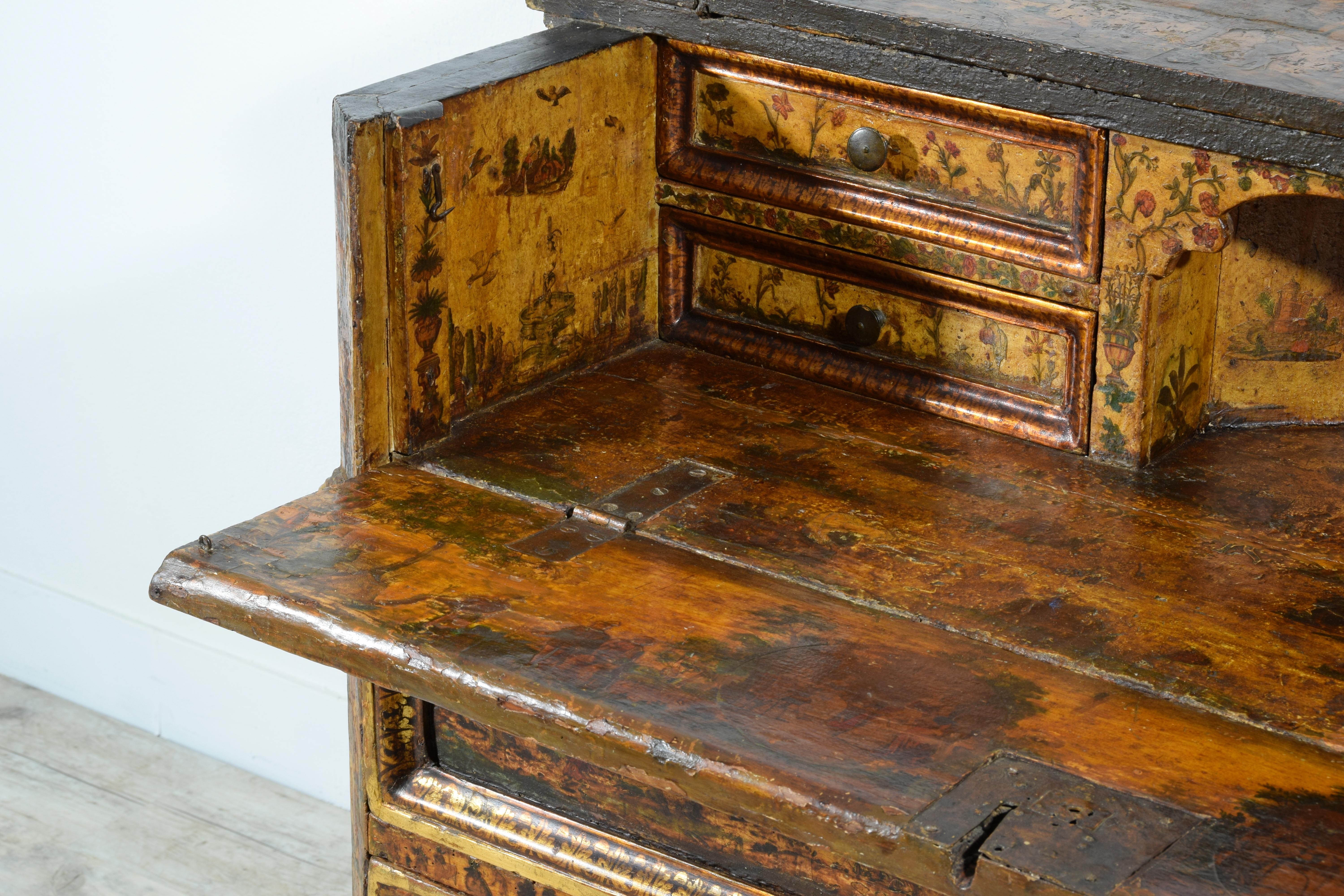 18th Century, Italian Baroque Lacquered Wood Chest of Drawers 16