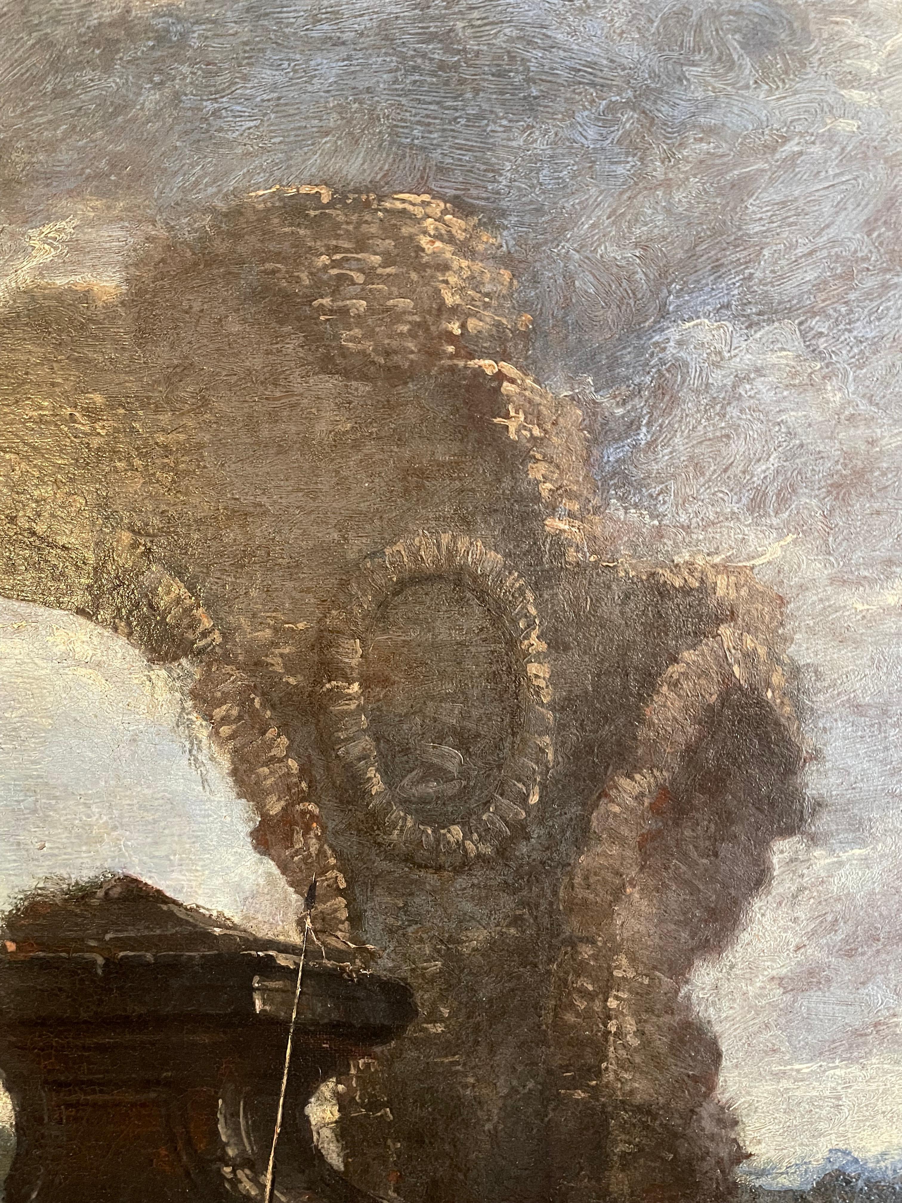 Paysage baroque italien du 18ème siècle d'après Magnasco, grand Capriccio avec ruines en vente 5