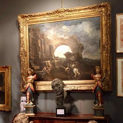 18th Century Italian Baroque Landscape After Magnasco Large Capriccio with Ruins