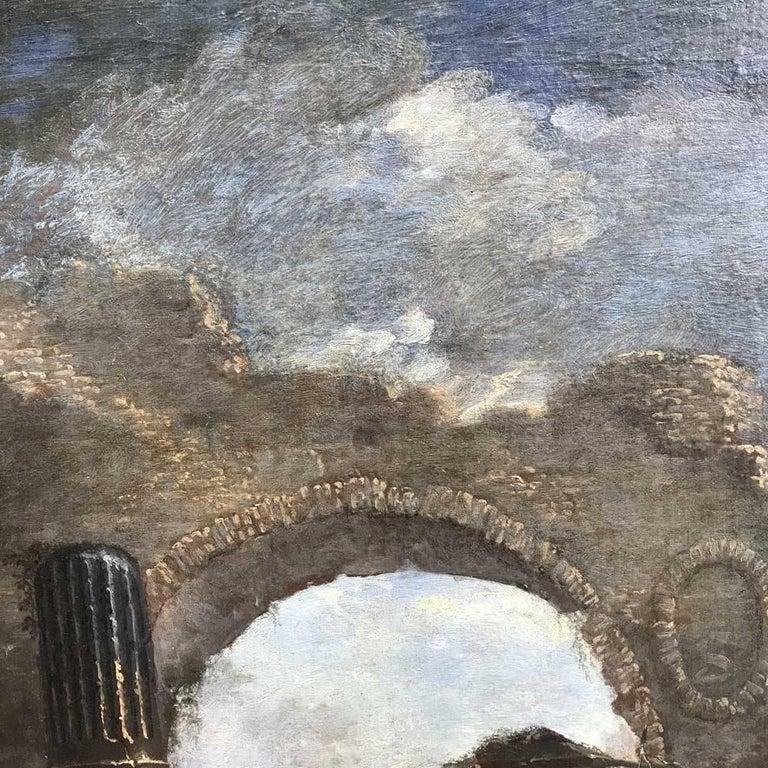 18th Century Italian Baroque Landscape After Magnasco Large Capriccio with Ruins For Sale 2