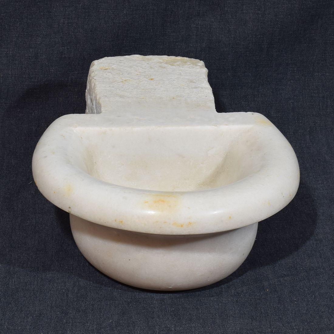 Hand-Carved 18th Century Italian Baroque Marble Holy Water Font or Stoup For Sale