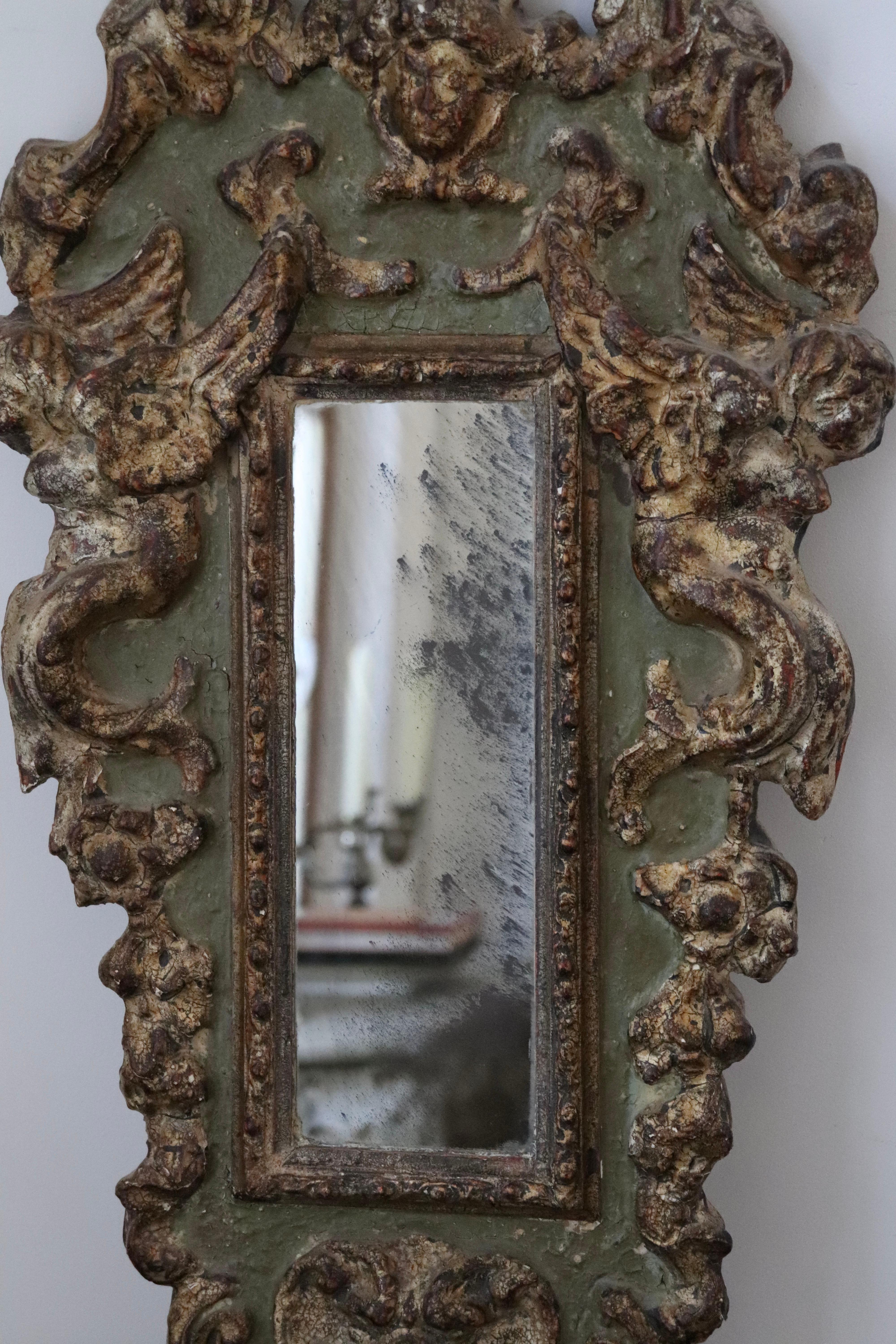 Gilt 18th Century Italian Baroque Mirror For Sale