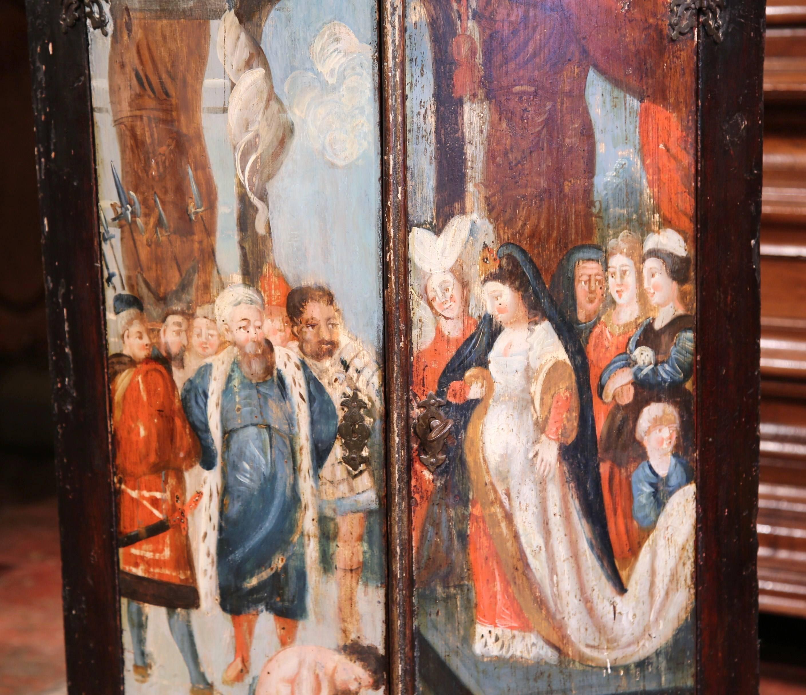 Armoire d'angle à deux portes bombée peinte de style baroque italien du XVIIIe siècle Bon état - En vente à Dallas, TX