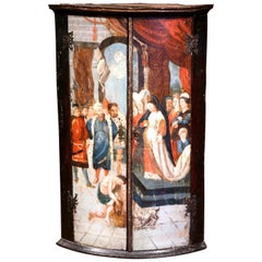 18th Century Italian Baroque Painted Bombe Two-Door Corner Cabinet