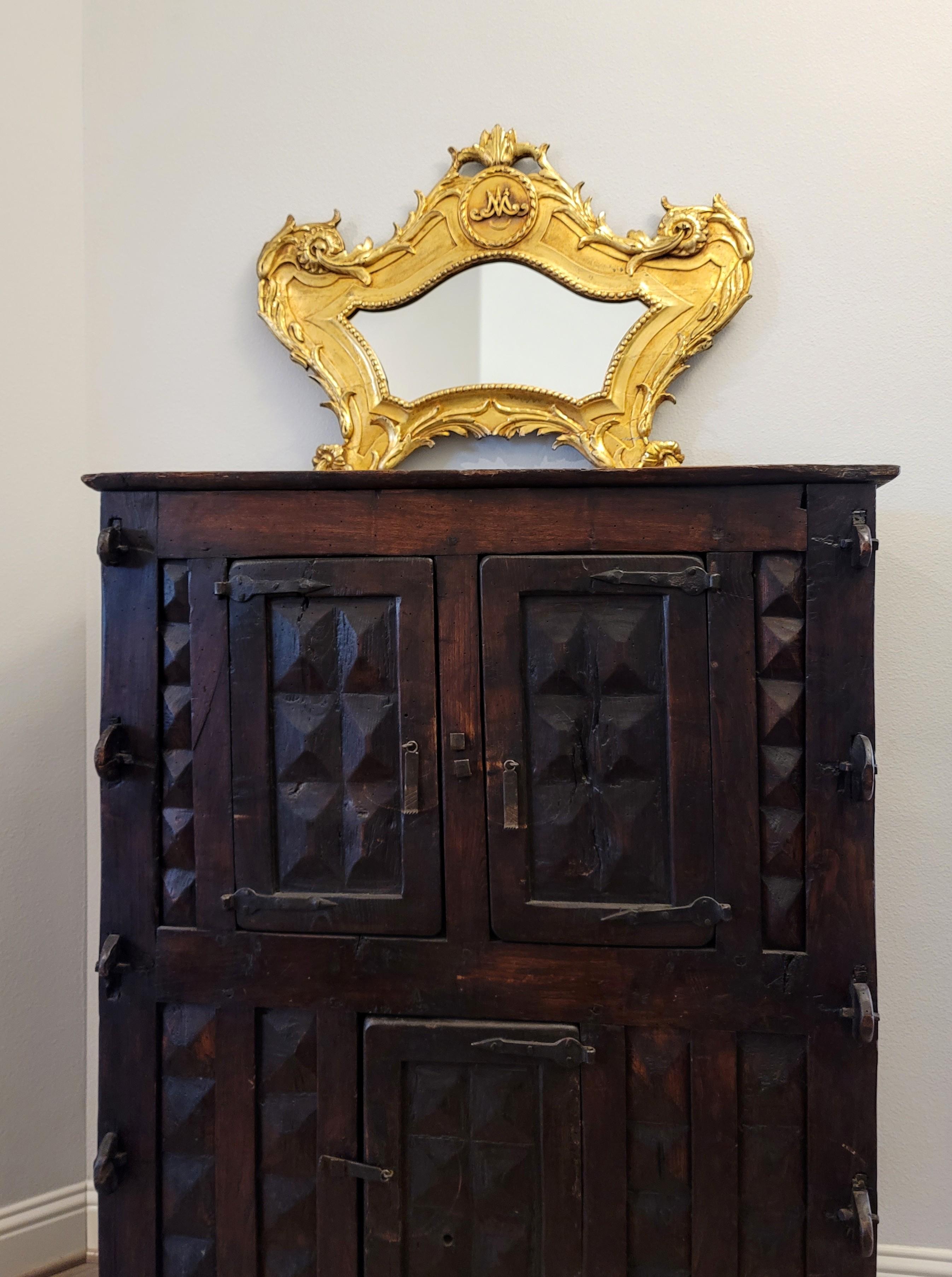 18th Century Italian Baroque Period Carta Gloria Altar Card Giltwood Mirror For Sale 8