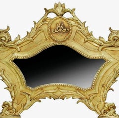 18th Century Italian Baroque Period Carta Gloria Altar Card Giltwood Mirror