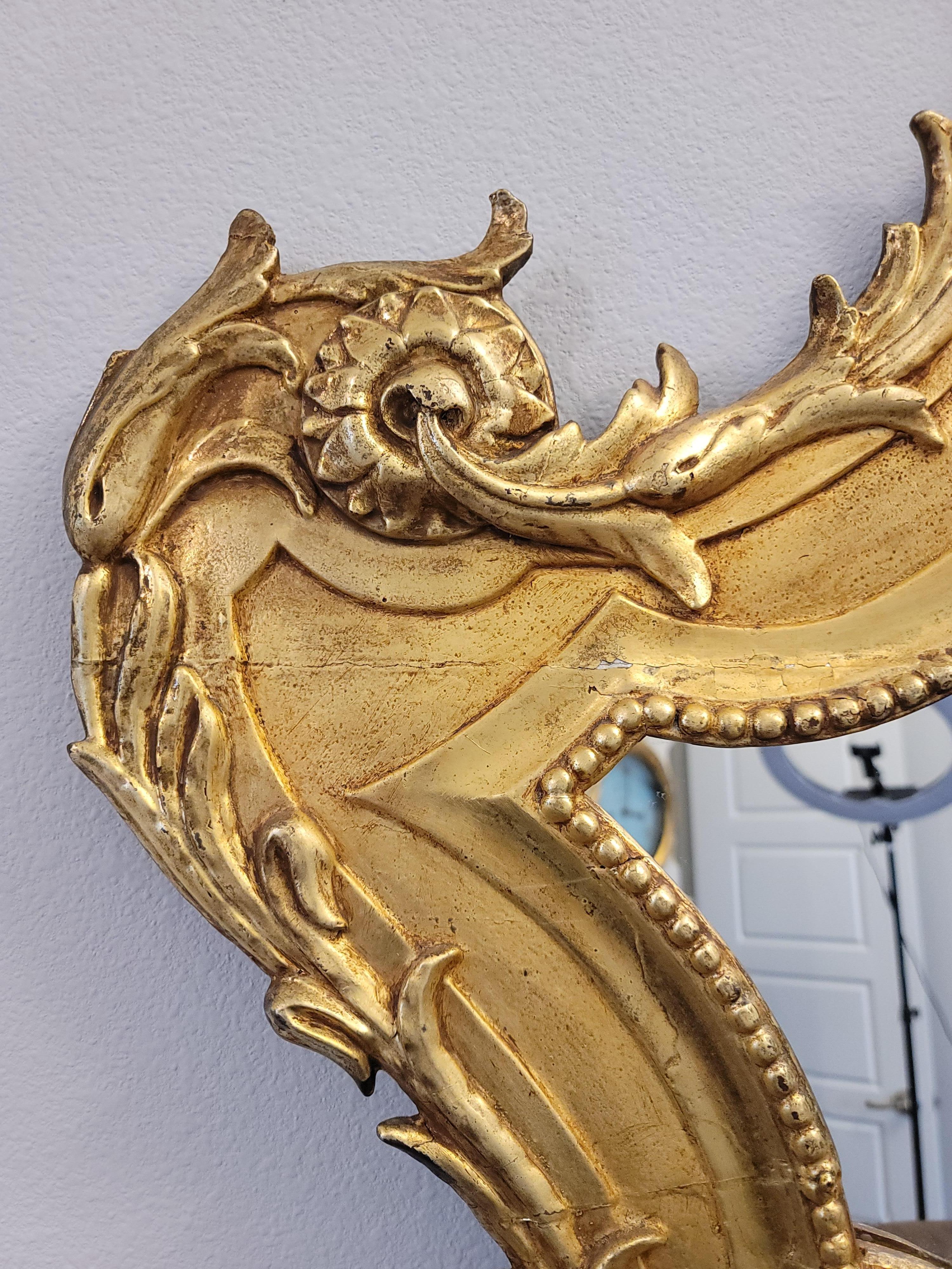 18th Century Italian Baroque Period Carta Gloria Altar Card Giltwood Mirror For Sale 1