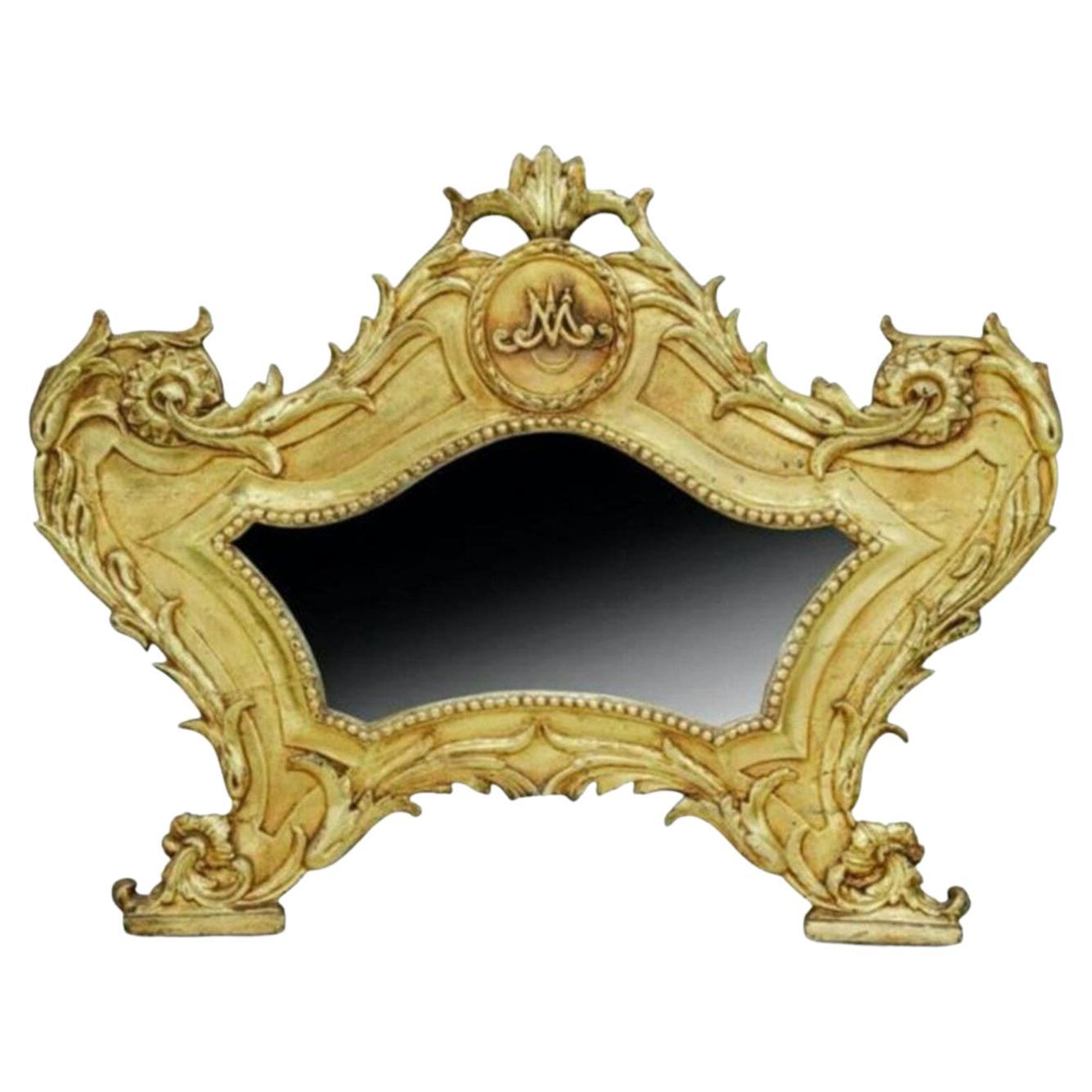 Miroir en bois doré Carta Gloria d'époque baroque italienne du 18ème siècle