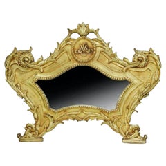18th Century Italian Baroque Period Carta Gloria Giltwood Mirror