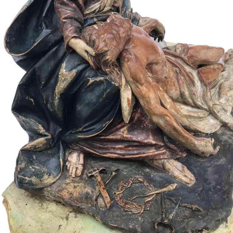 18th Century Italian Baroque Pity Pietà Sculpture by Piò Angelo Bolognese Circle For Sale 5