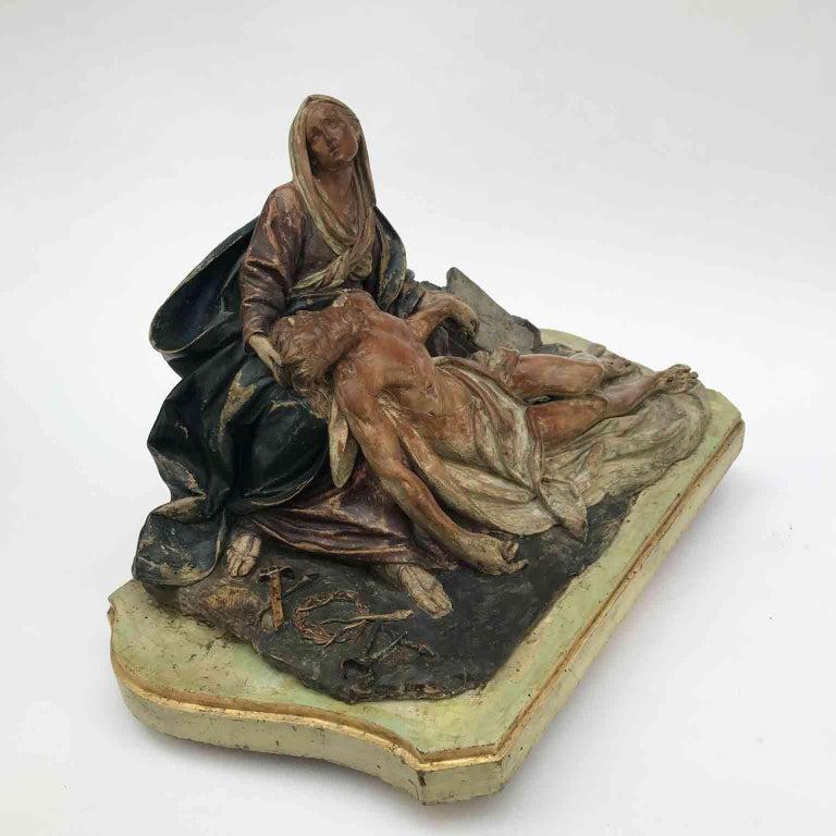 18th Century Italian Baroque Pity Pietà Sculpture by Piò Angelo Bolognese Circle For Sale 1