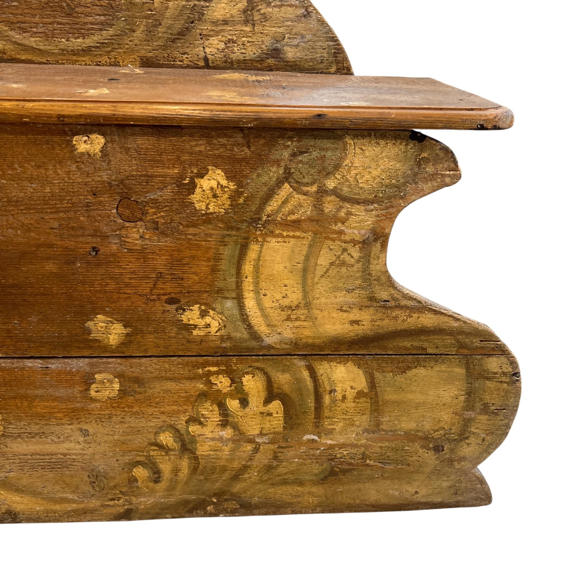 Banco de recibidor antiguo policromado barroco italiano del siglo XVIII Italiano en venta