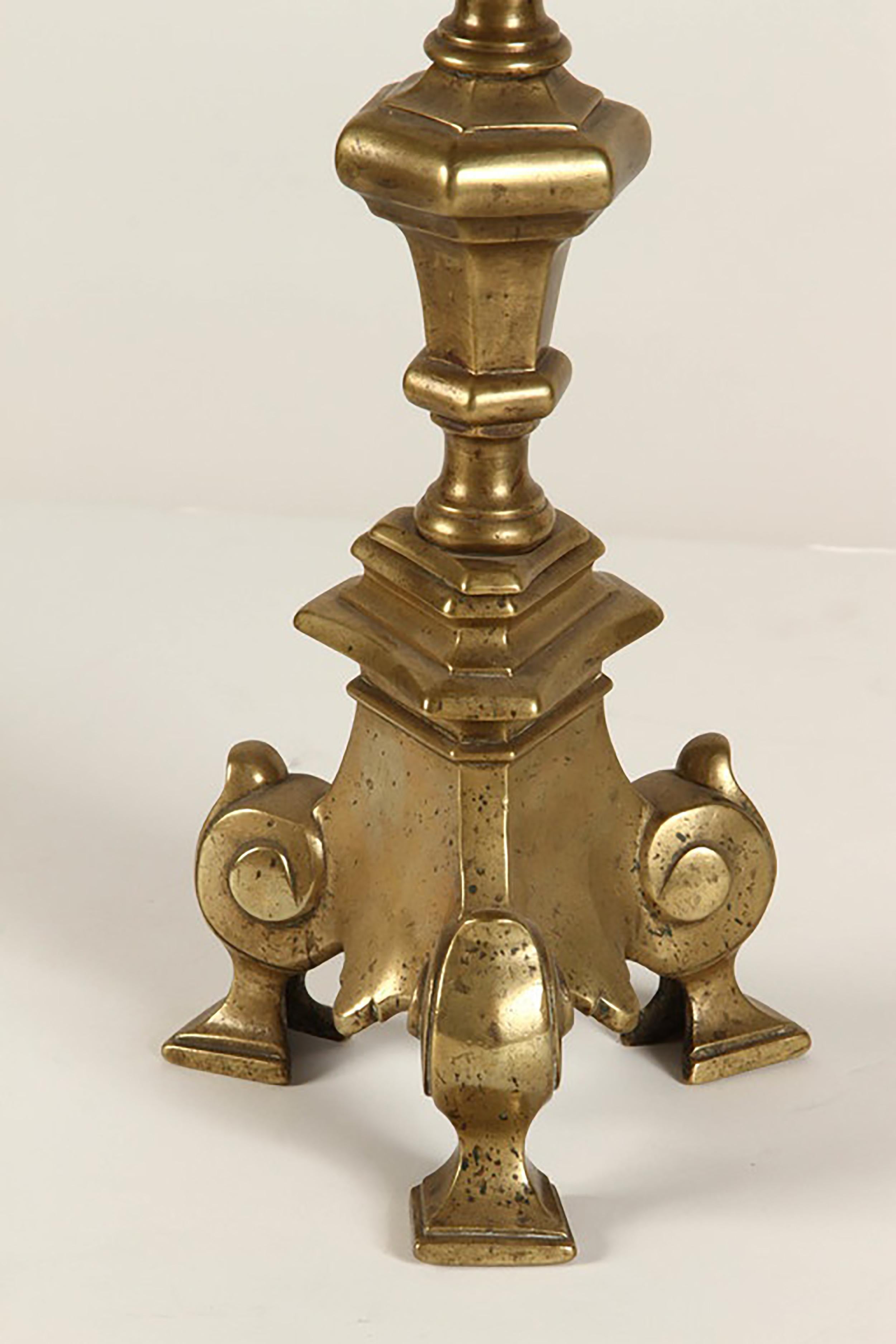 18th Century Italian Baroque Pricket Candlestick In Good Condition For Sale In Pasadena, CA