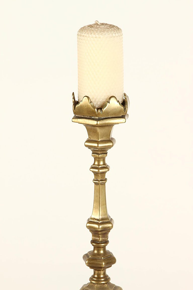 Brass 18th Century Italian Baroque Pricket Candlestick For Sale