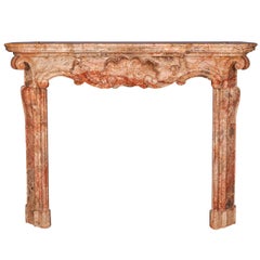 18th Century Italian Baroque Sarrancolin Marble Mantel Piece