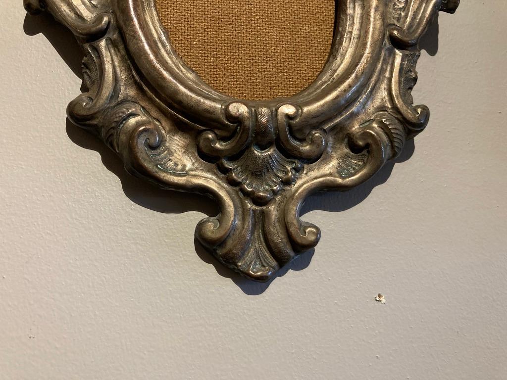 18th Century Italian Baroque Silvered Brass Repousse Frame For Sale 7