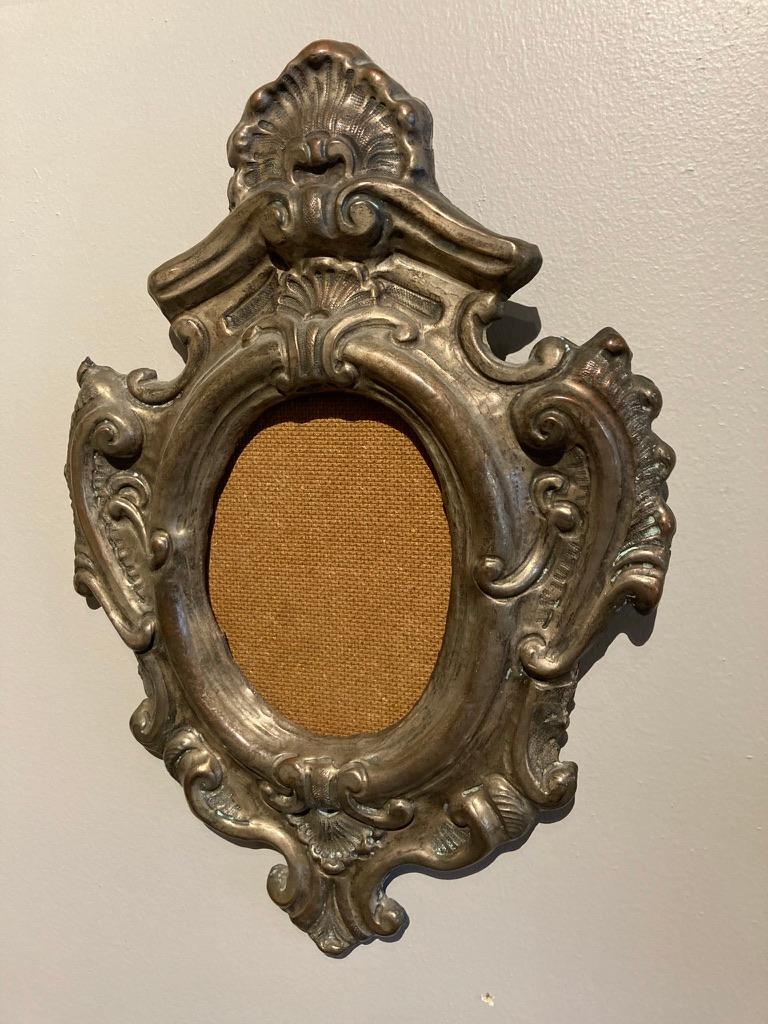 18th Century Italian Baroque Silvered Brass Repousse Frame In Good Condition For Sale In Stamford, CT