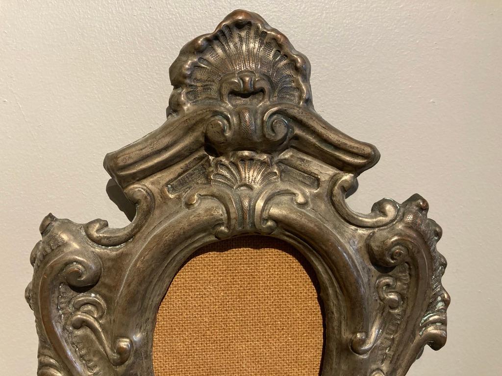 18th Century Italian Baroque Silvered Brass Repousse Frame For Sale 2