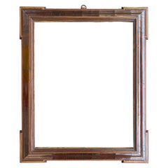 Antique 18th Century Italian Baroque Walnut Frame With Fruit Wood Inlay