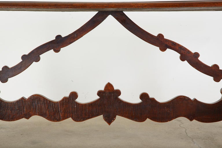 18th Century Italian Baroque Walnut Trestle Dining Table For Sale 6