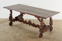 18th Century Italian Baroque Walnut Trestle Dining Table