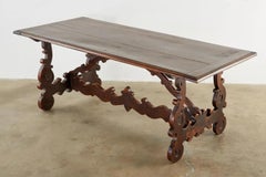 18th Century Italian Baroque Walnut Trestle Dining Table