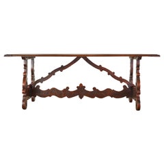 Antique 18th Century Italian Baroque Walnut Trestle Dining Table