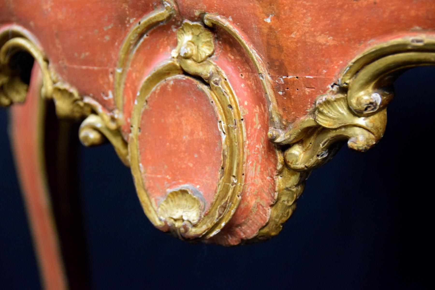18th Century, Italian Baroque Wood Lacquered Consolle For Sale 9