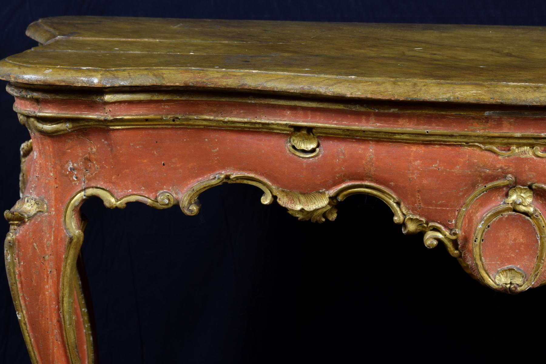 18th Century, Italian Baroque Wood Lacquered Consolle For Sale 13