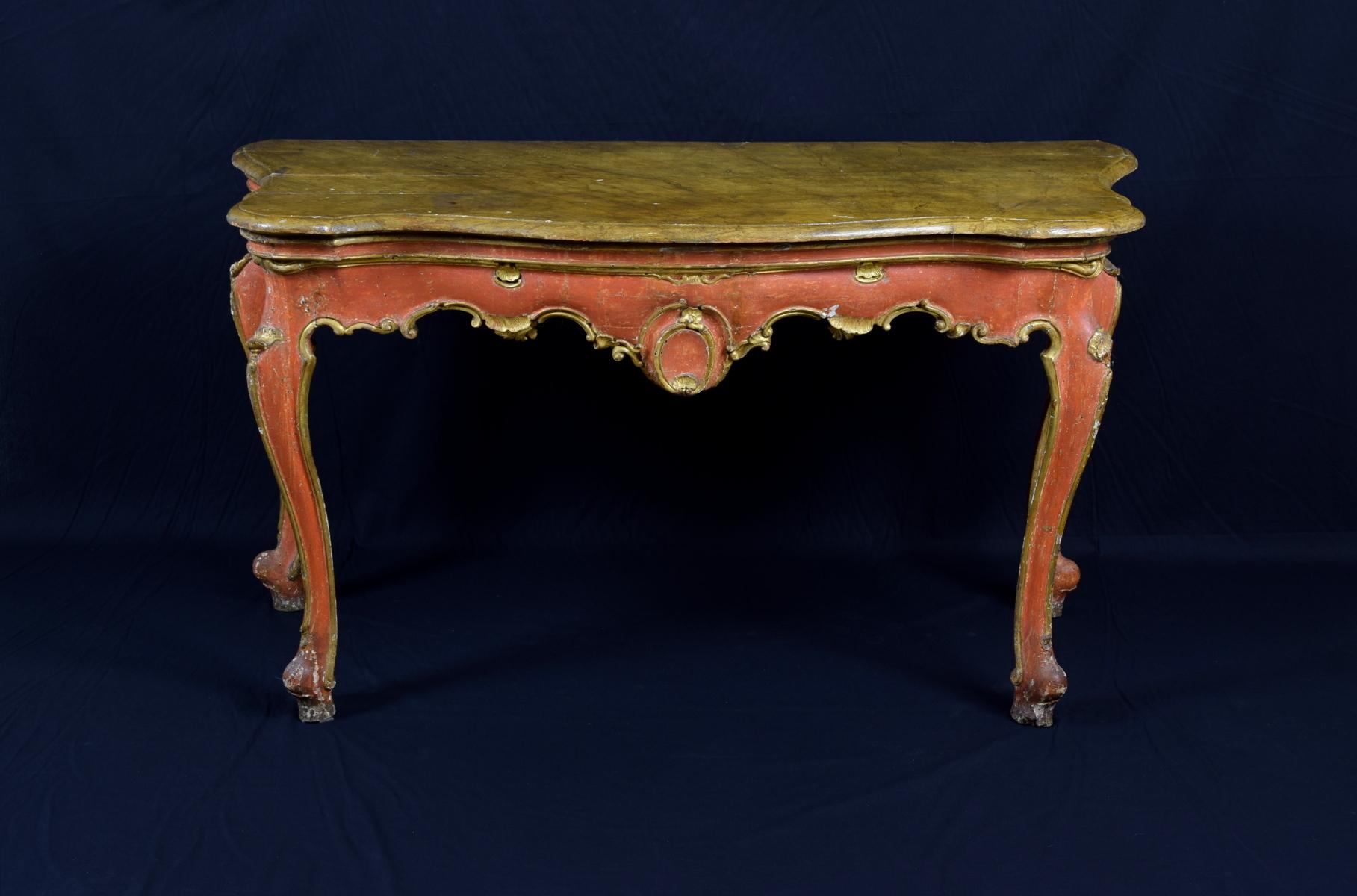 18th Century, Italian Baroque Wood Lacquered Consolle For Sale 2