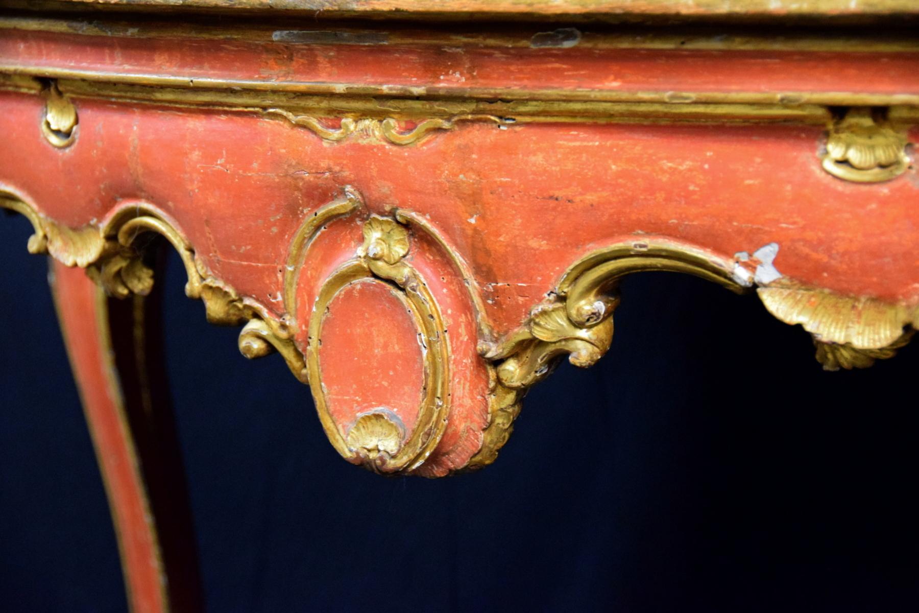 18th Century, Italian Baroque Wood Lacquered Consolle For Sale 6