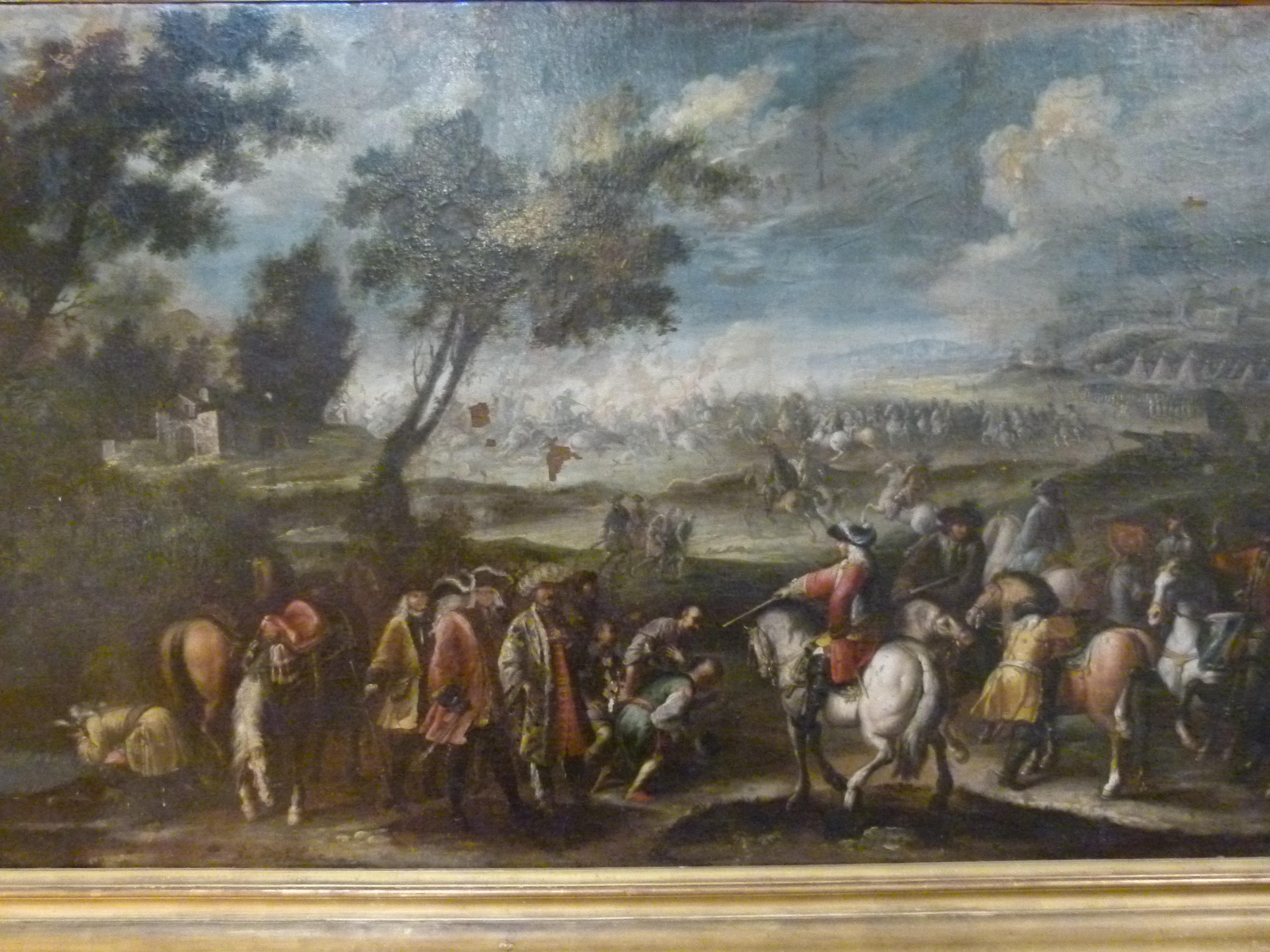 French 18th Century Italian Battle Painting, Oil on Canvas, Giovanni Tuccari