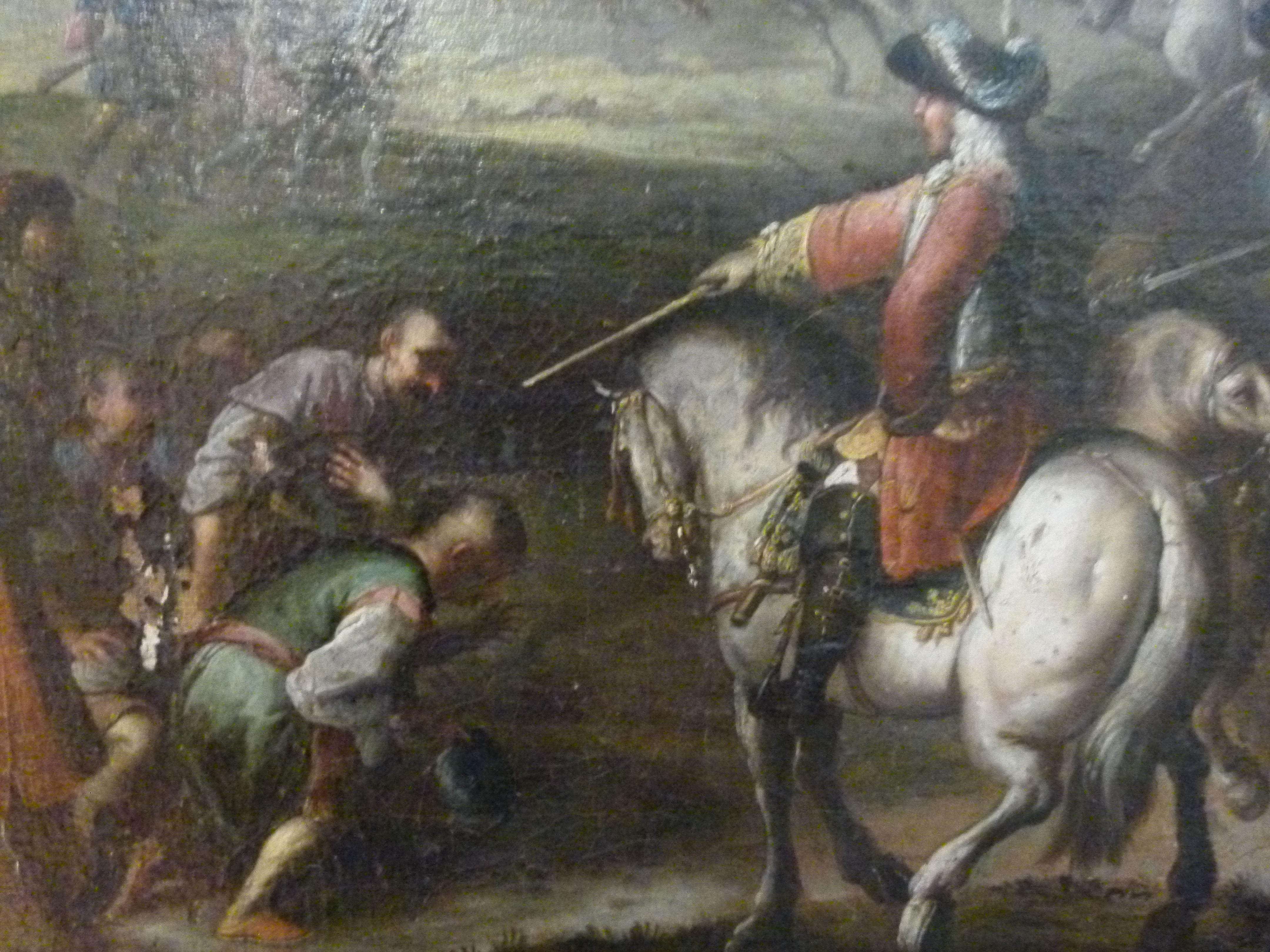 18th Century and Earlier 18th Century Italian Battle Painting, Oil on Canvas, Giovanni Tuccari