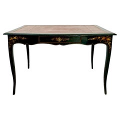 18th Century Italian Black Lacquer Desk With Chinoiserie Decor