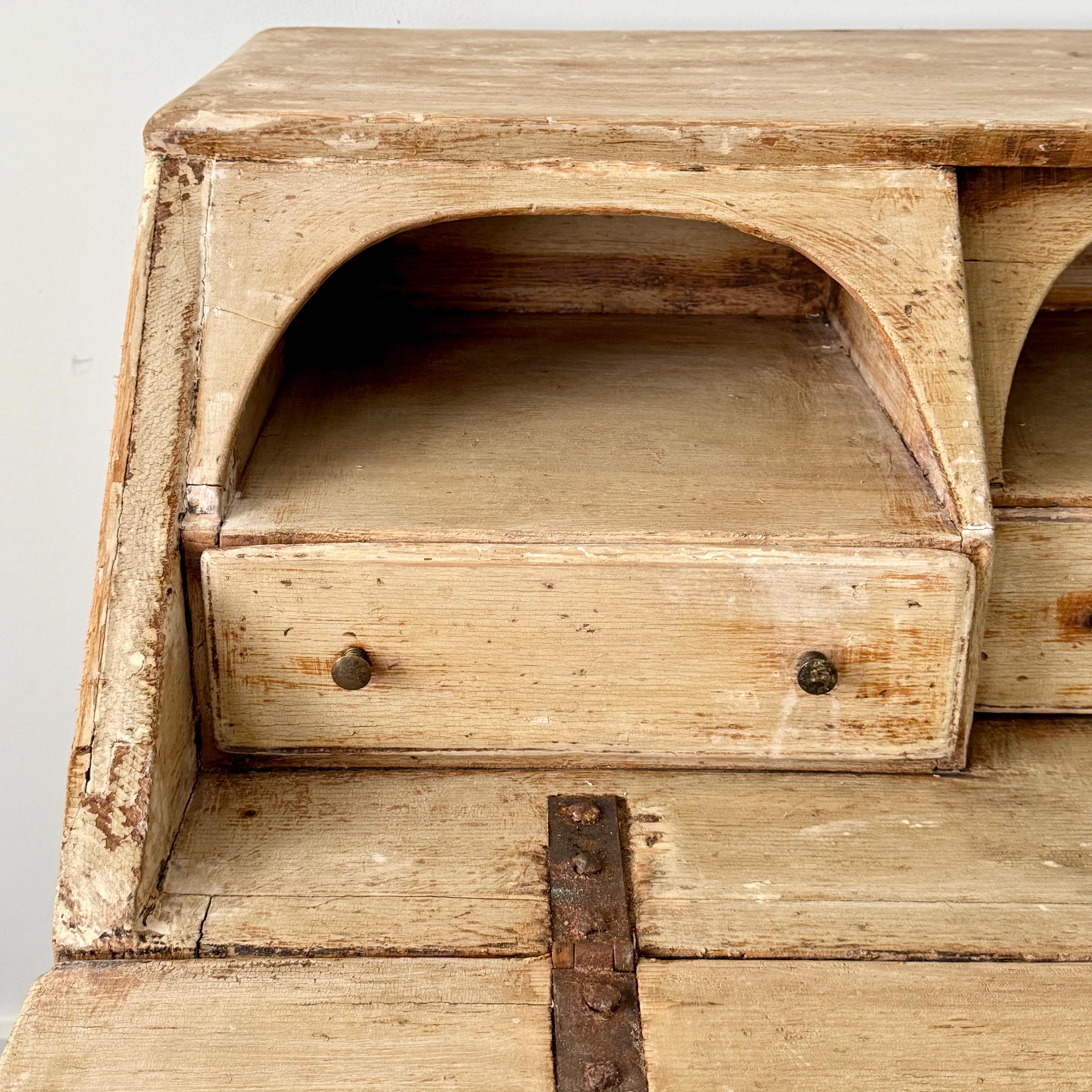 18th Century Italian Bleached Rustic Drop Front Secretaire For Sale 5