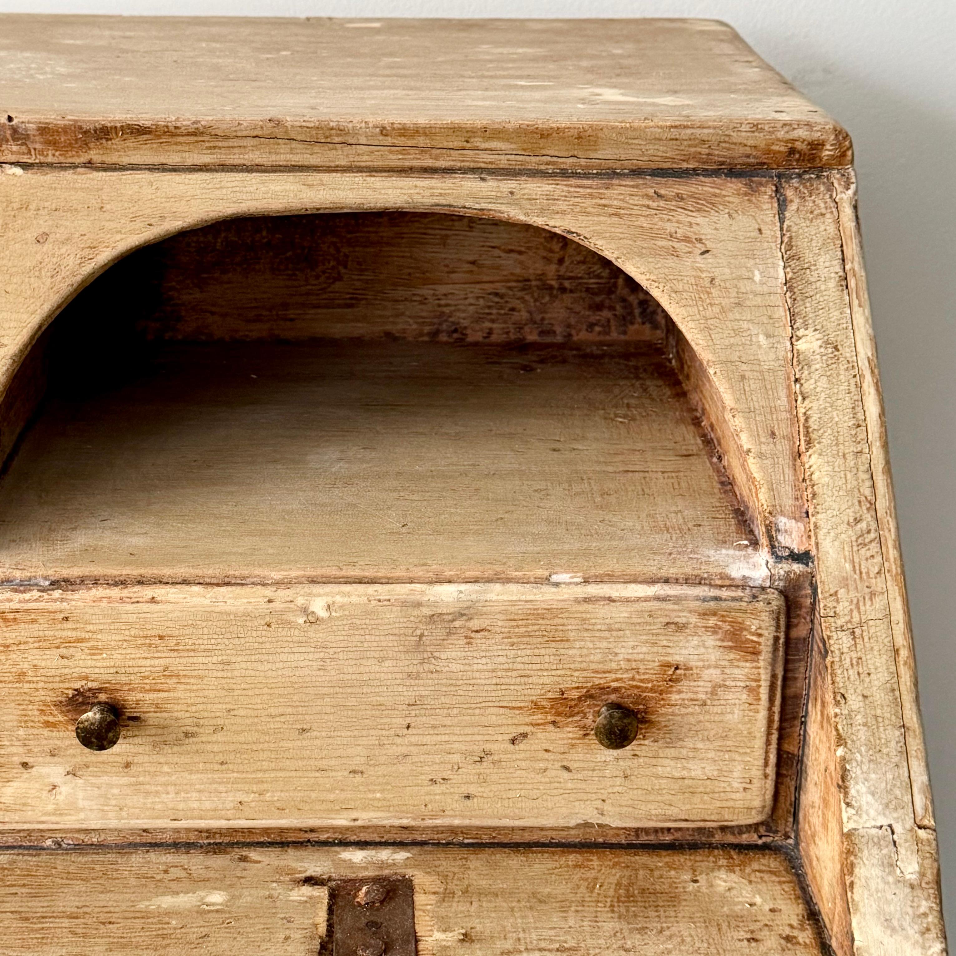 18th Century Italian Bleached Rustic Drop Front Secretaire For Sale 7