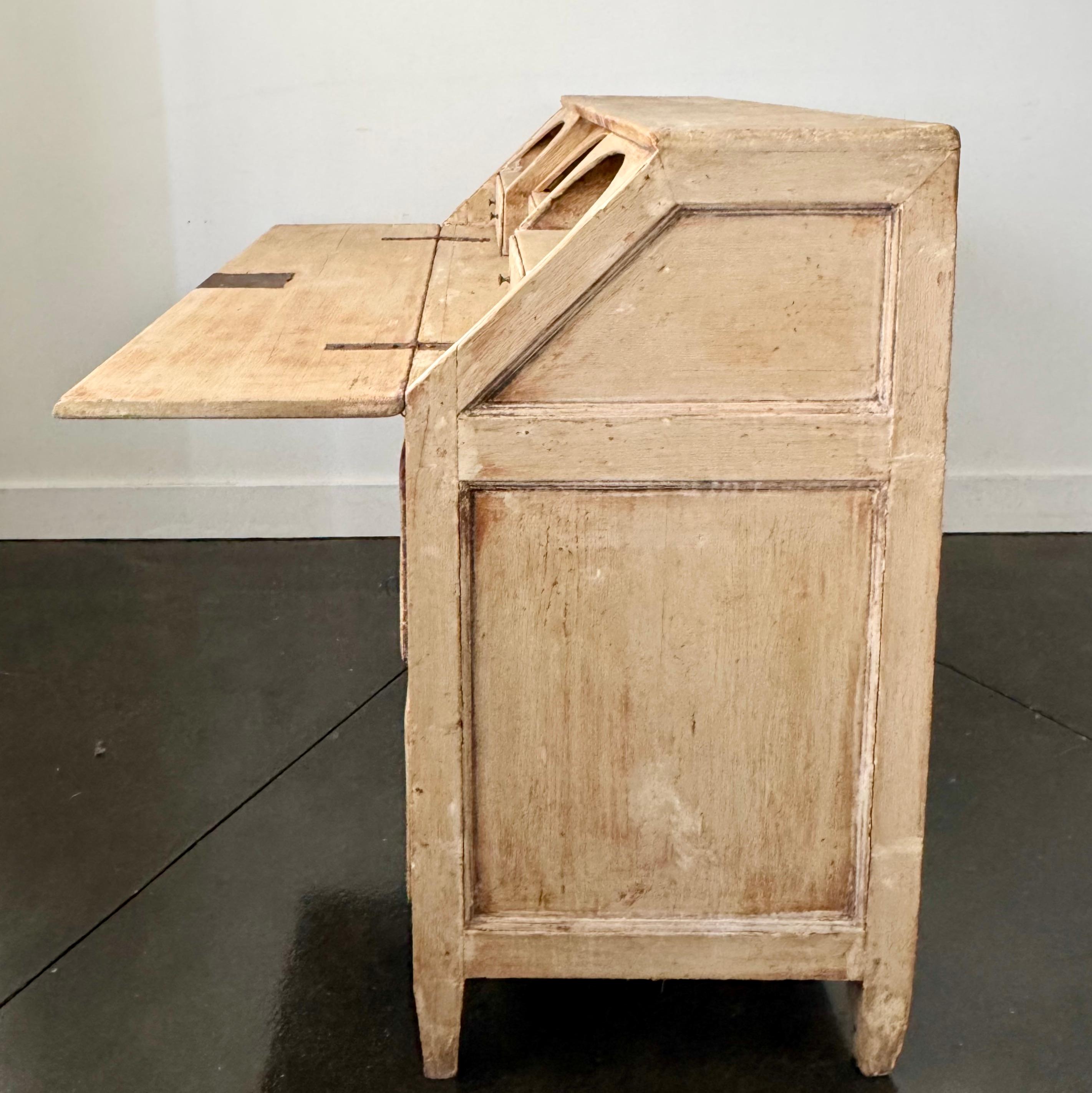 18th Century Italian Bleached Rustic Drop Front Secretaire For Sale 1