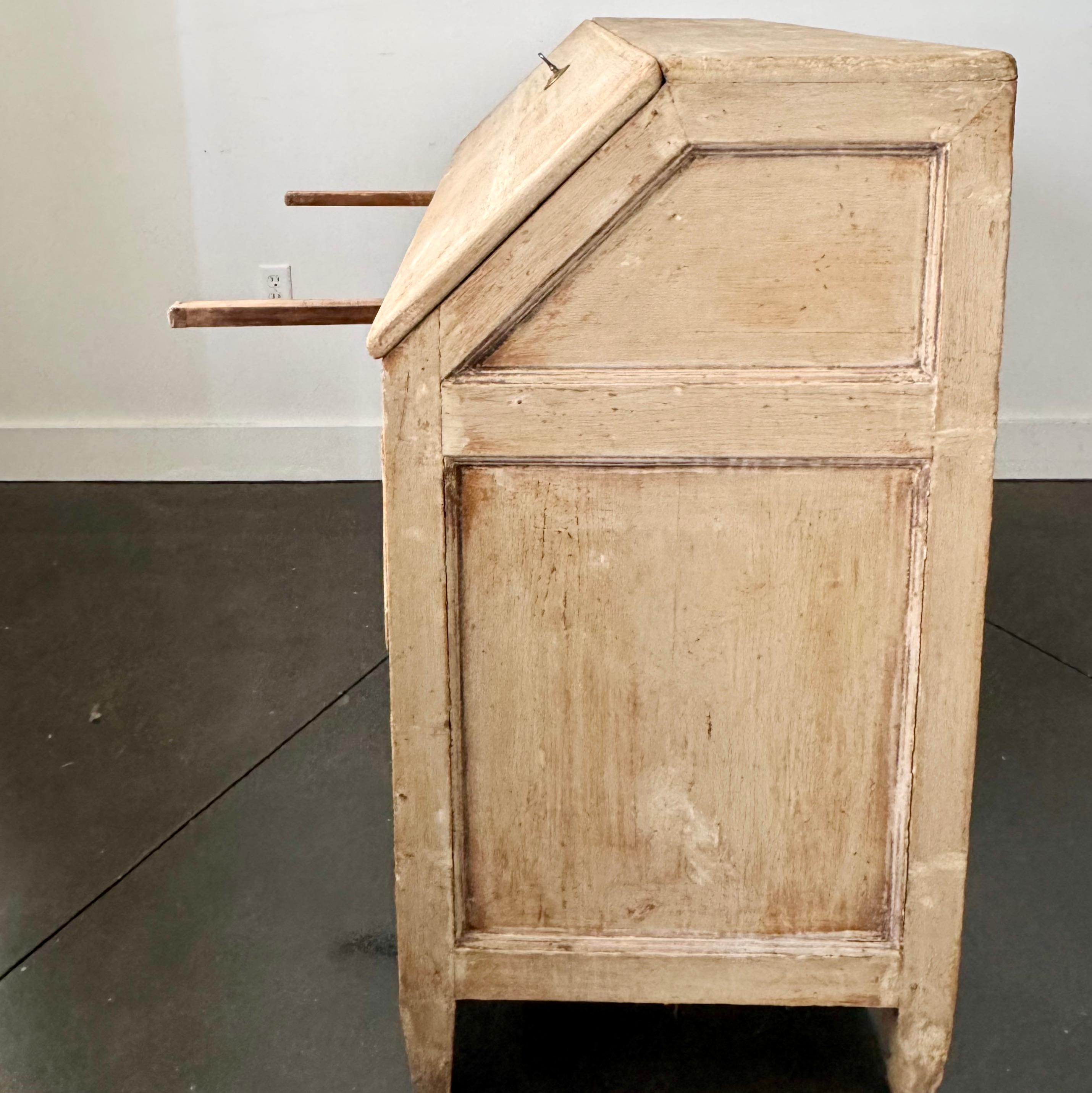 18th Century Italian Bleached Rustic Drop Front Secretaire For Sale 2