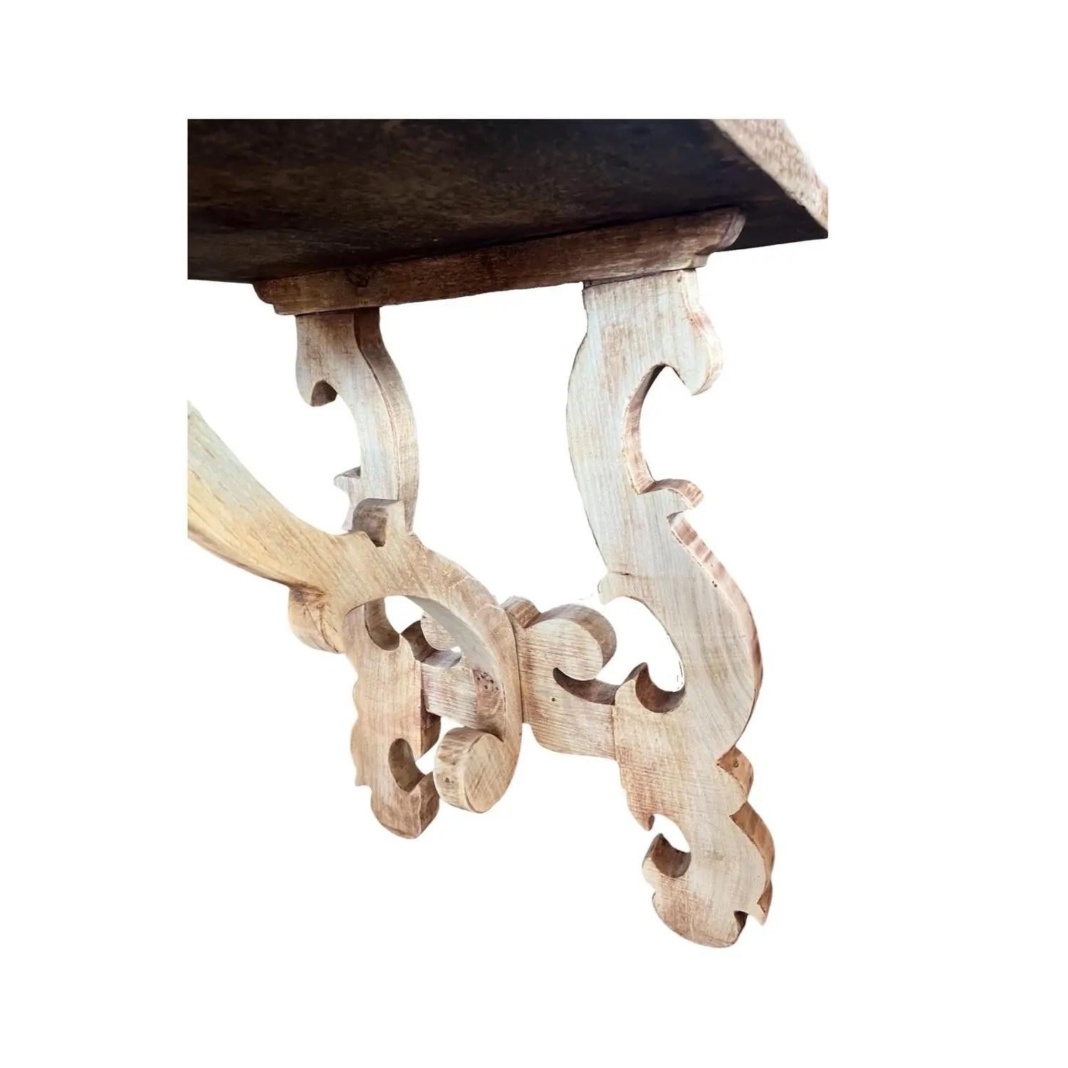 18th Century Italian Bleached Walnut Console Table with Lyre Legs For Sale 6