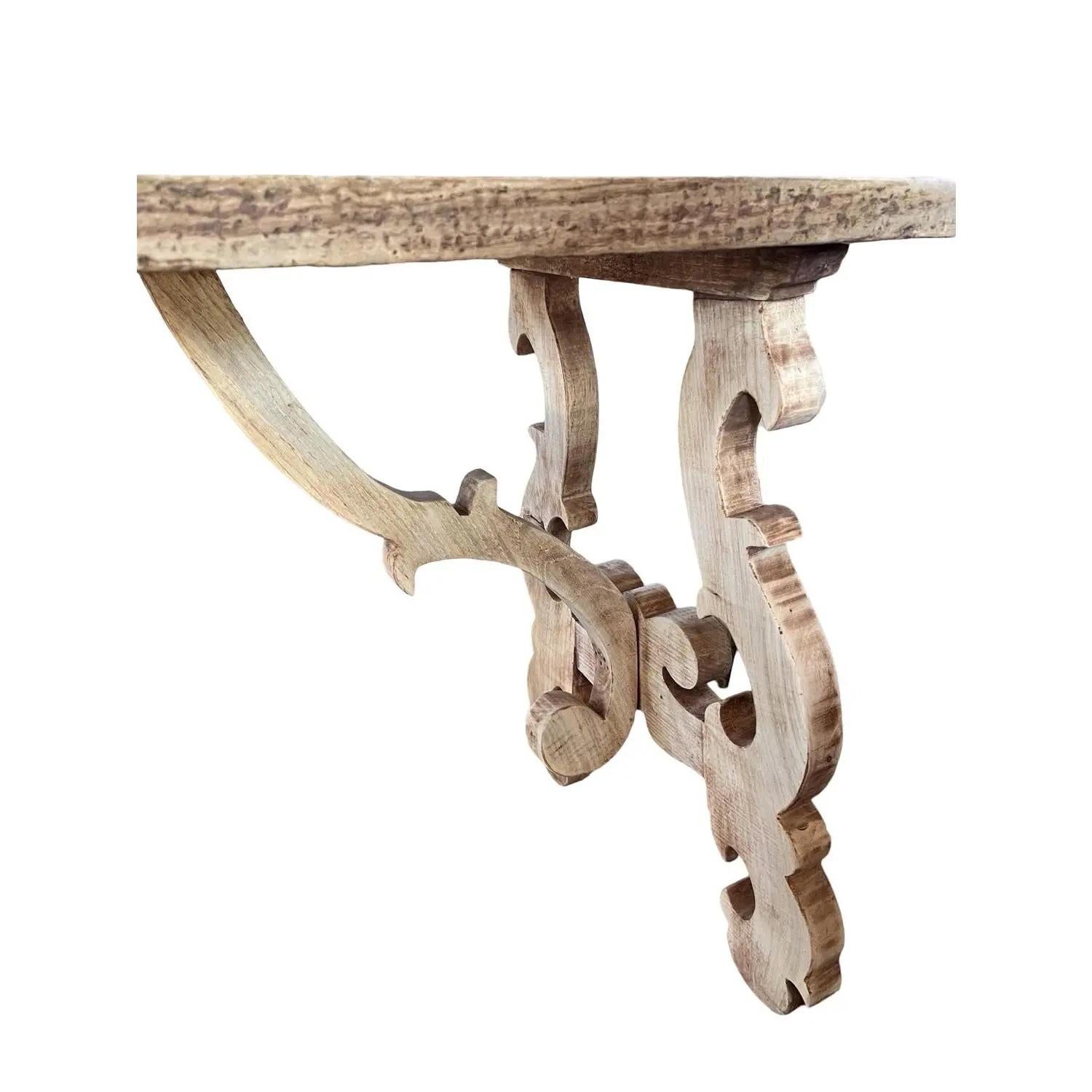18th Century Italian Bleached Walnut Console Table with Lyre Legs For Sale 7